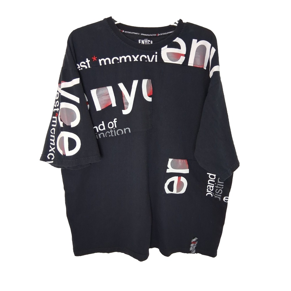 Vintage Y2K Enyce‎ Black Graphic T Shirt Mens XXXL Heavyweight Streetwear Baggy